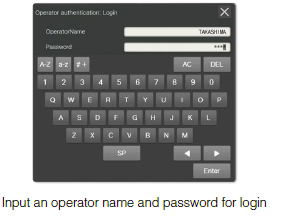 Operator authentication screen